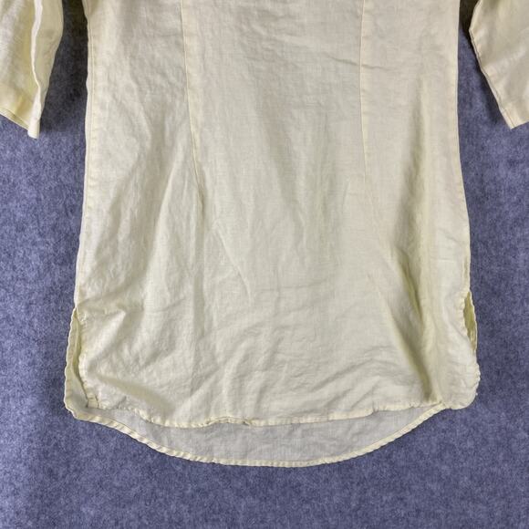 Malvin Germany I Love Linen Dress Womens Large Yellow Crochet Lagenlook Coastal - Picture 11 of 13